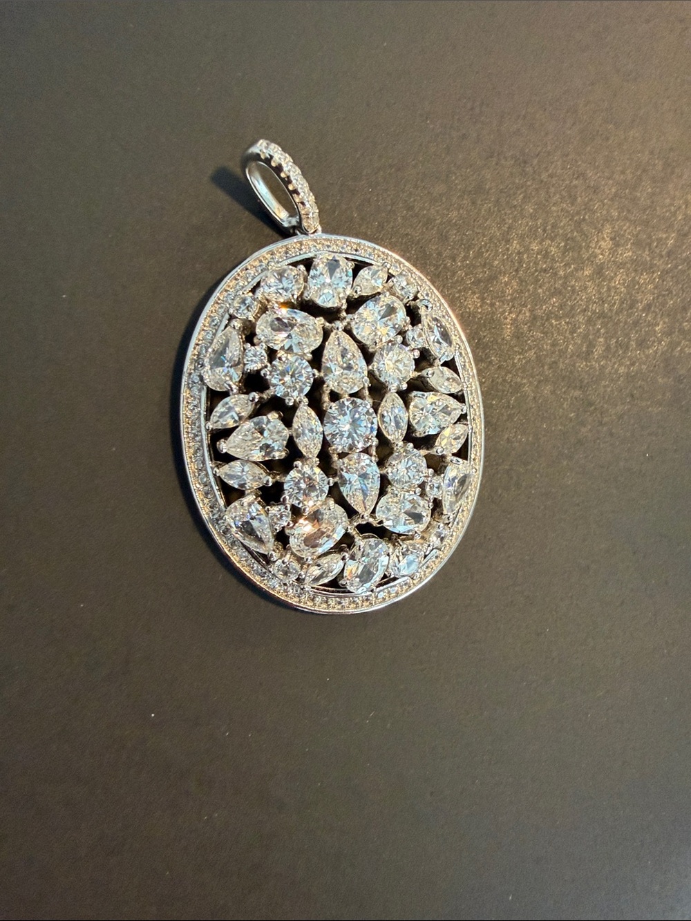 Sterling silver Oval Crystal Cluster Pendant